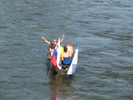 Sprejem udeležencev XII. mednarodnega spusta murskih ladij -Mura 2014, na Gibini 2